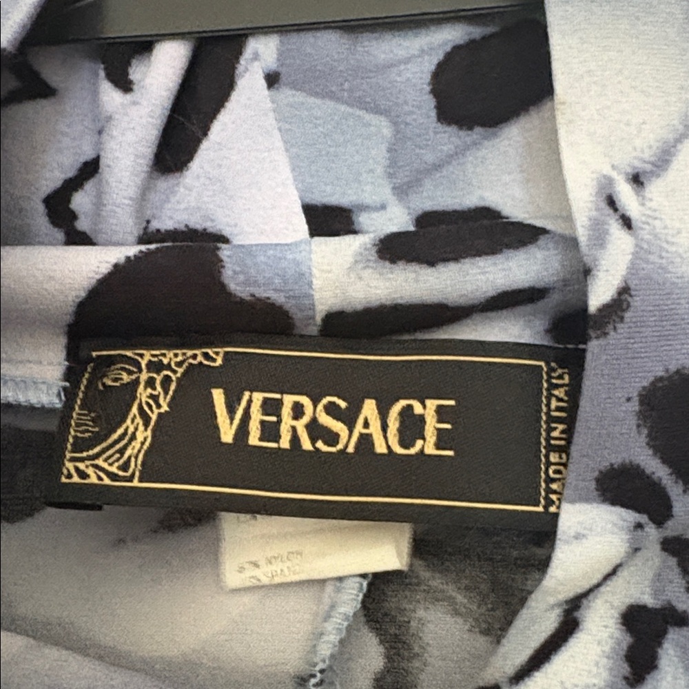 Authentic Versace Black And Gray Patterned Long S… - image 2